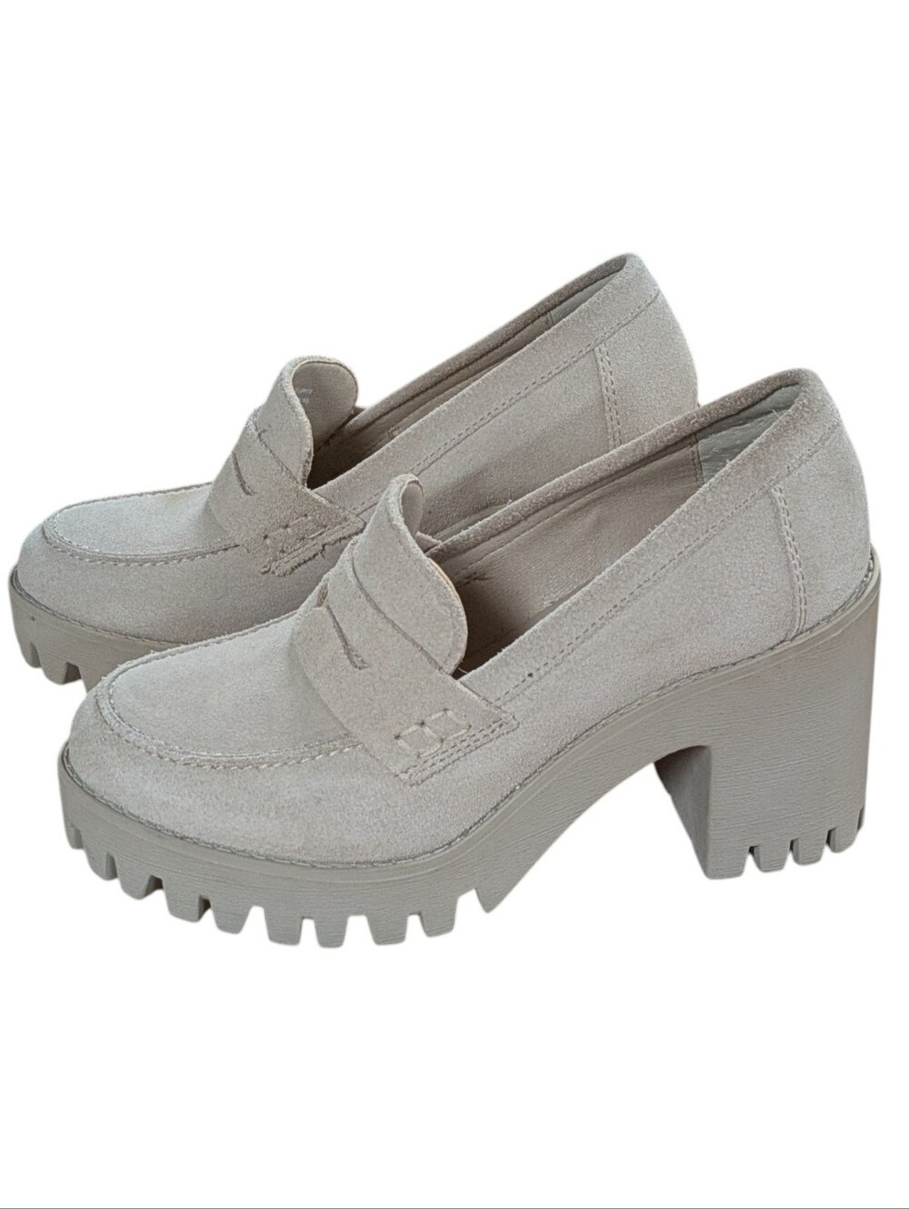 Steve Madden Binary Tan Suede Platform Penny Loafers Size 7